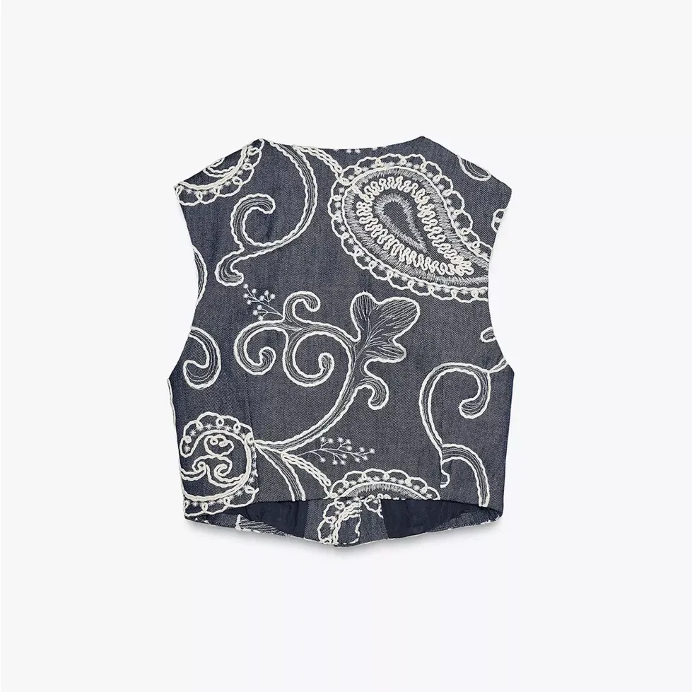 ZARA Embroidered Cropped Vest Top - Image 6
