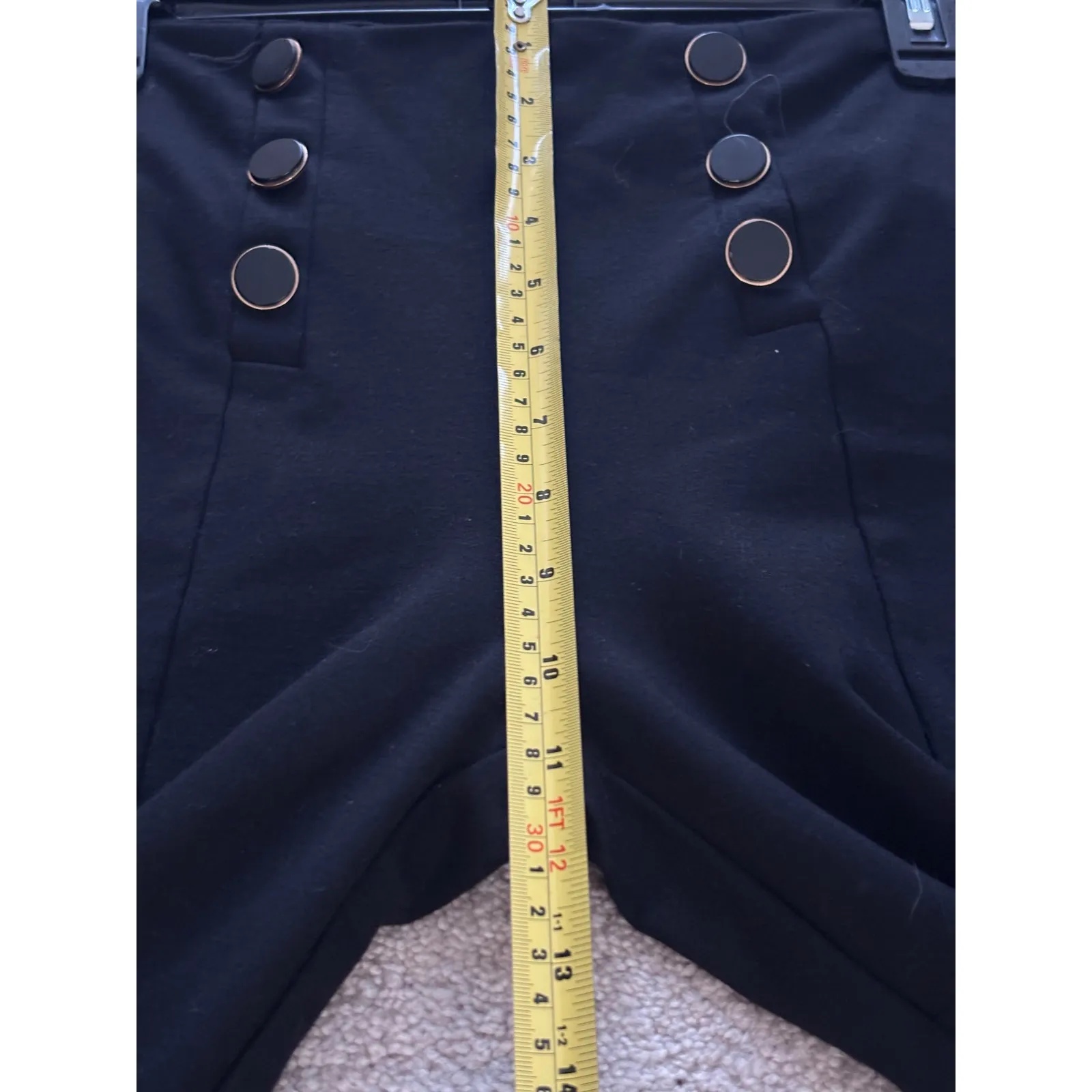 Premise Womens Black High Waisted Sailor Button Flare Leg Pants Size S - Image 6