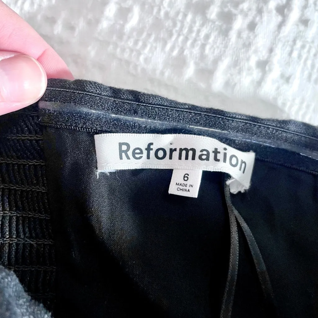 Reformation Isabeli Linen Dress Black Size 6 Strapless Pleated 60825 - Image 4