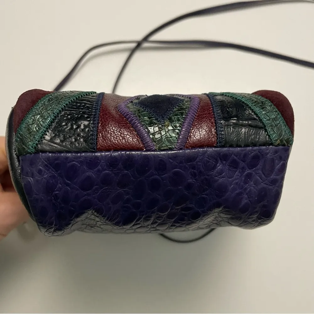 Vintage Studio By Sharif Purse Crossbody Leather Art To Wear Western Purple Red - Image 3