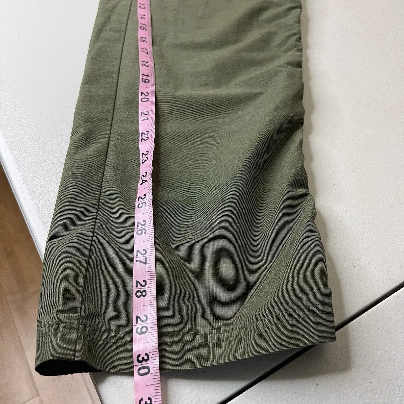 Vintage Catalina Track Pants Womens Medium Green Nylon Belted Side Stripe Y2K - Image 11