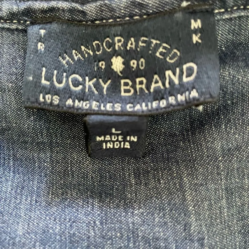 Chambray Shift Dress Drawstring Waist L - Image 5