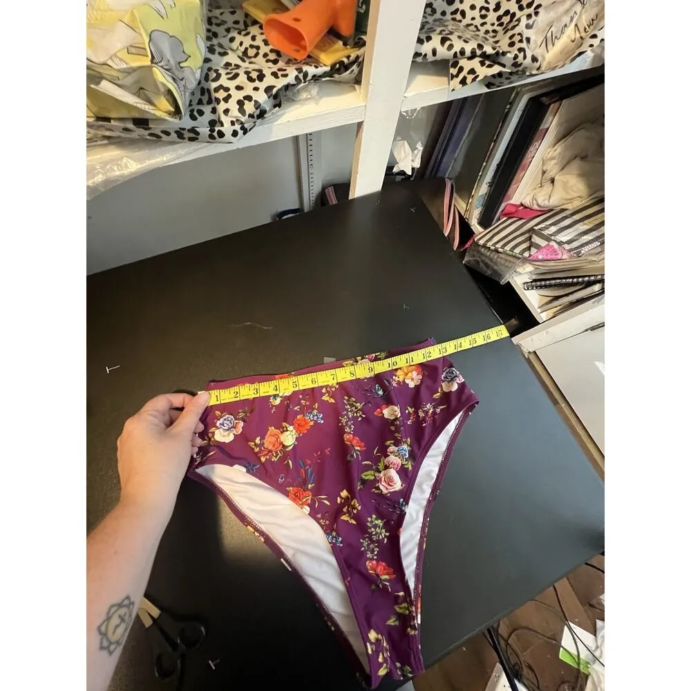 Cupshe Size L Purple Floral Bikini Bottom - Image 6