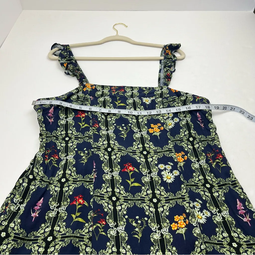 Agua Bendita x Target Dress Womens Size XL Blue Dainty Mini‎ Floral Tile Print - Image 6
