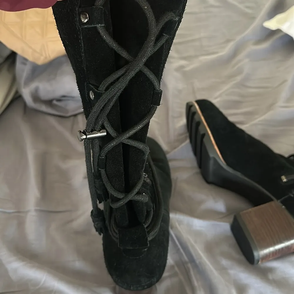 Sorel Farah waterproof suede size 10 Black Suede Women's Boots mid calf zip tie - Image 10