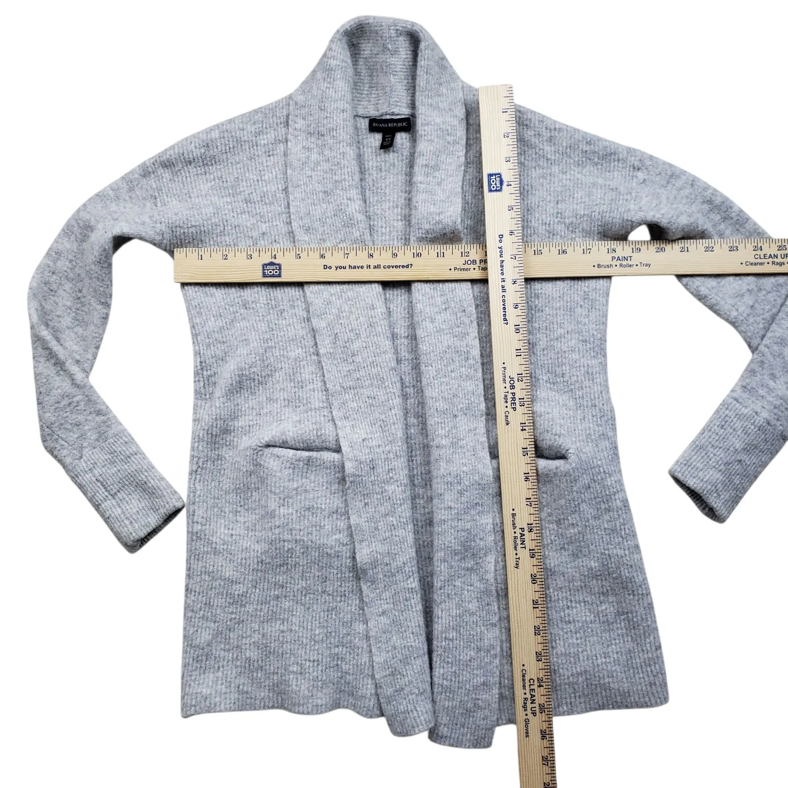 Banana Republic Open Cardigan Sweater Wool Alpaca Blend Womens Petite XS Gray - Image 5