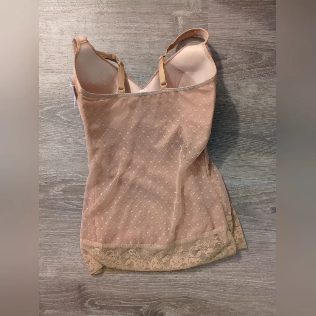 Rhonda Shear Ahh Beige Lace Shaping Cami Tank Size Small Petite Tan - Image 4