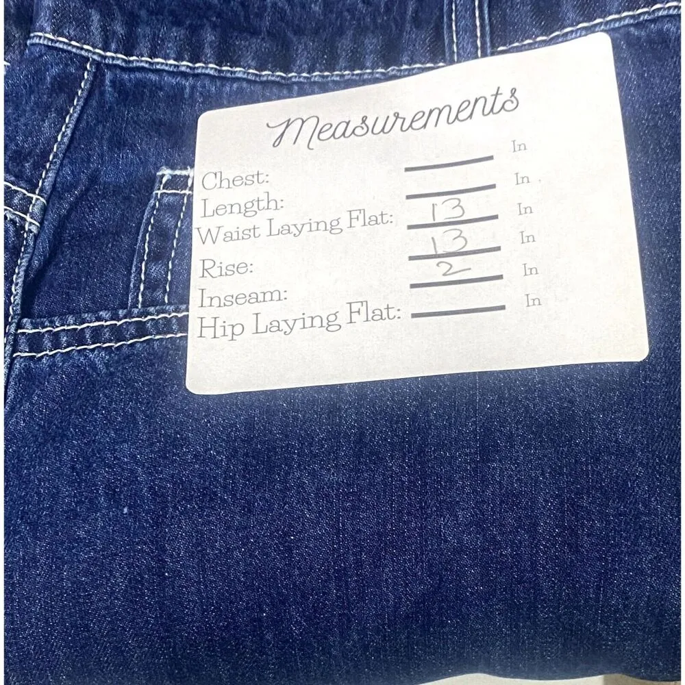 Cider NWT Cotton Dark Wash Back Heart Shape Patch High Rise Shorts Small Blue #3145 - Image 7