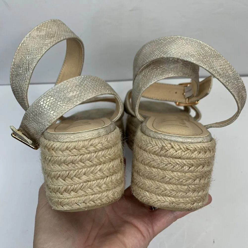 Lulus Women’s 8.5 Platform Espadrille Sandal Cobi Beige Snake Open Toe Strappy - Image 10
