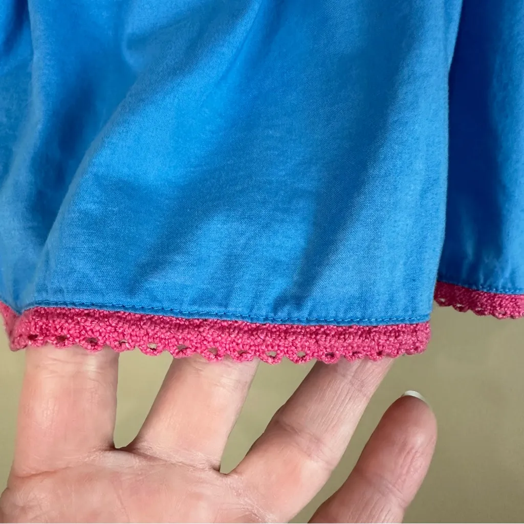 Love Moschino Blue Floral Embroidered Beaded Top Blouse Top 2 Festival Coachella - Image 8