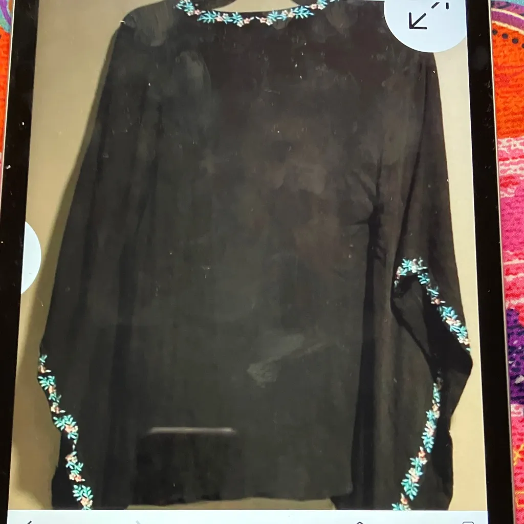 Forever 21 Black Poncho with Blue Embroidery - Image 2