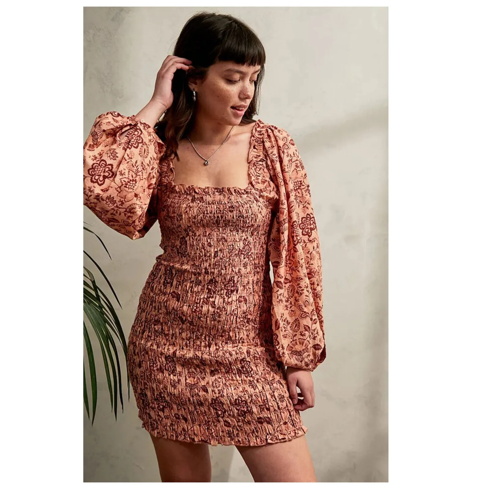 Free People Smock it to Me Mini Long Sleeve Dress Size Medium - Image 2