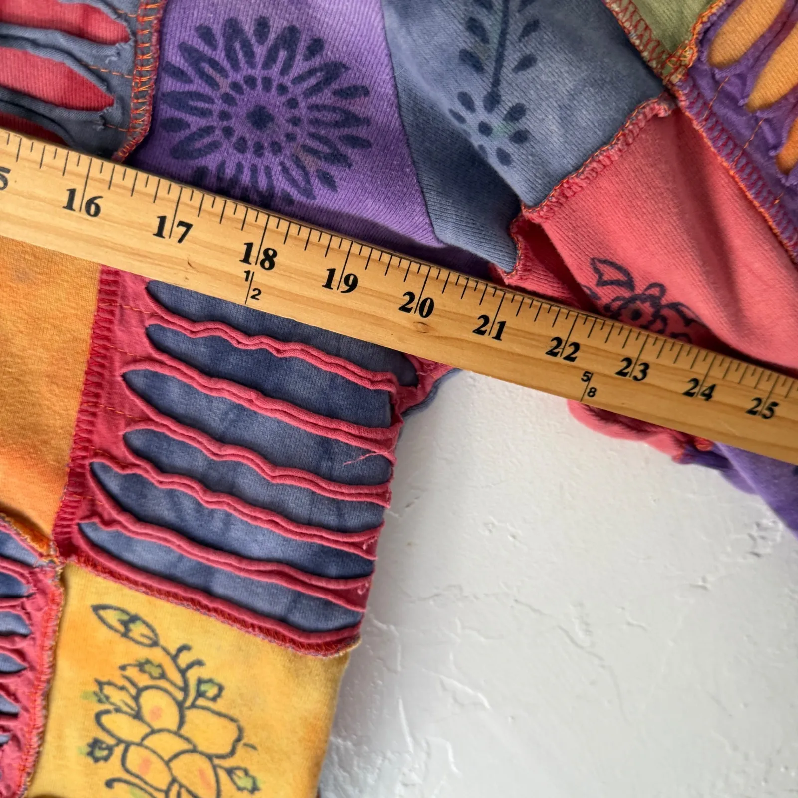 Rising International Vintage 90s Patchwork Sun Shirt Top 1X Boho Festival Arsty Orange - Image 4