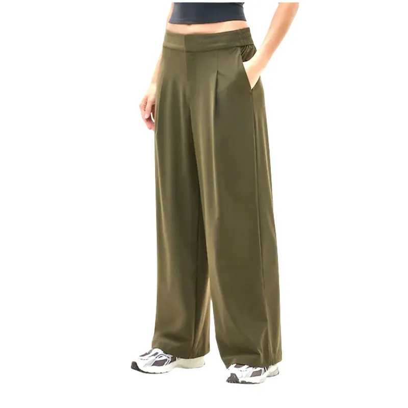 ATHLETA Pinnacle High Rise Wide Leg Trouser Sz 10 Green Versatile Travel Busines - Image 3