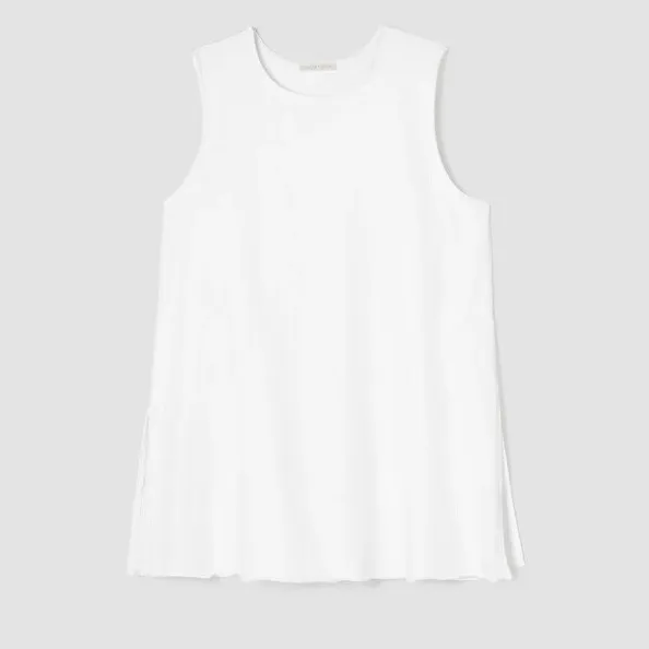 Eileen Fisher Lightweight Organic Cotton Terry Long Tank White size Petite Small - Image 5