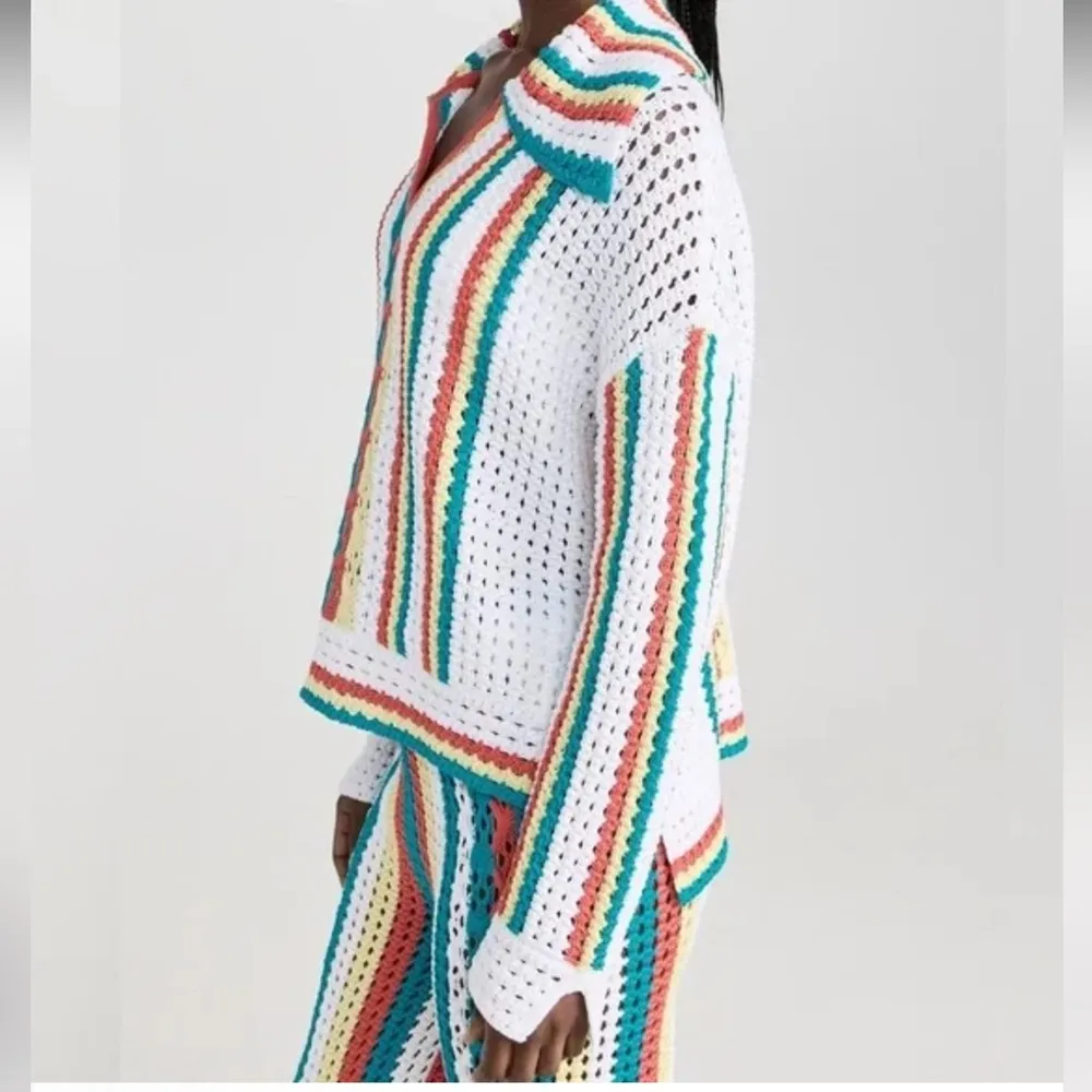 Solid & Striped The Lola Pullover Crochet Long Sleeved Split Cuffs - Image 3