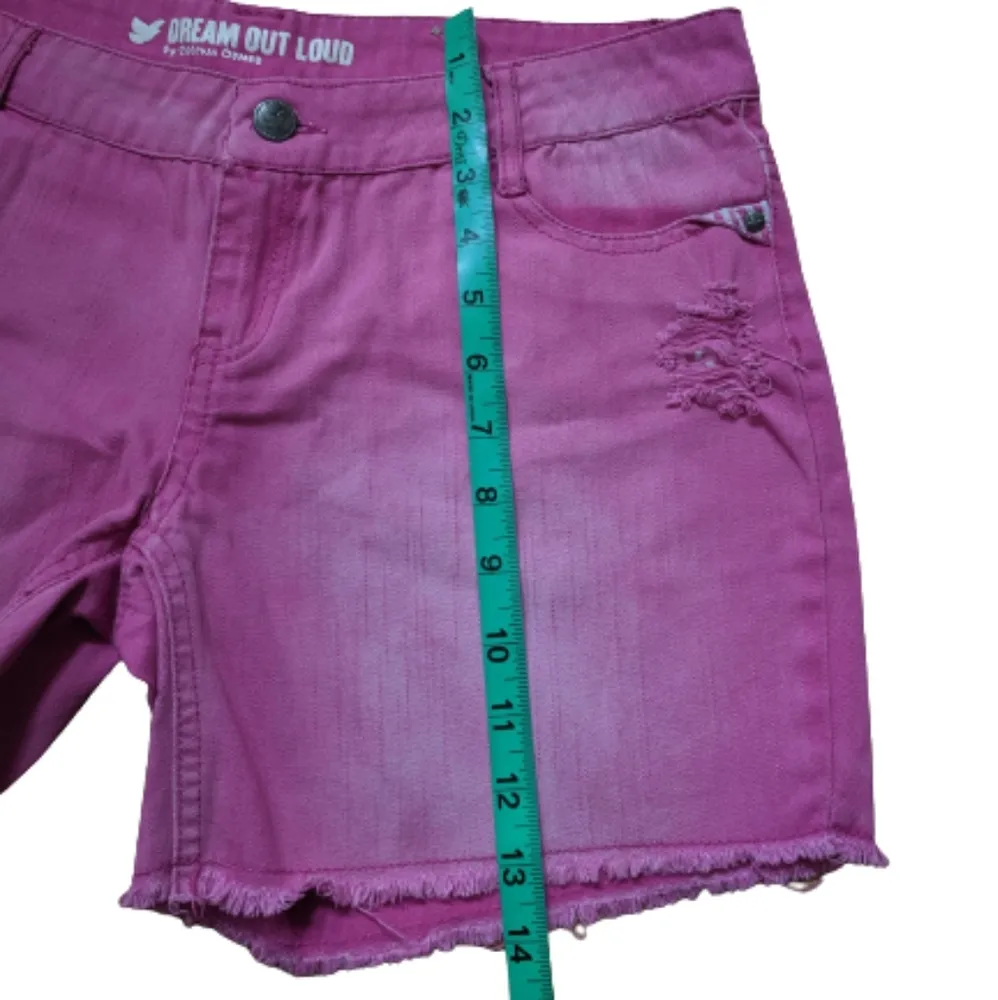 Dream Out Loud by Selena Gomez Pink Distressed Faded Jean Shorts Juniors Size 7 - Image 2
