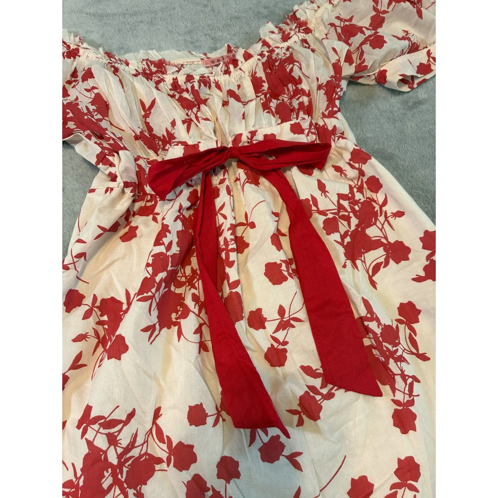 Velvet by Graham & Spencer Off the Shoulder Ruffle Mini Dress Small Red - Image 2