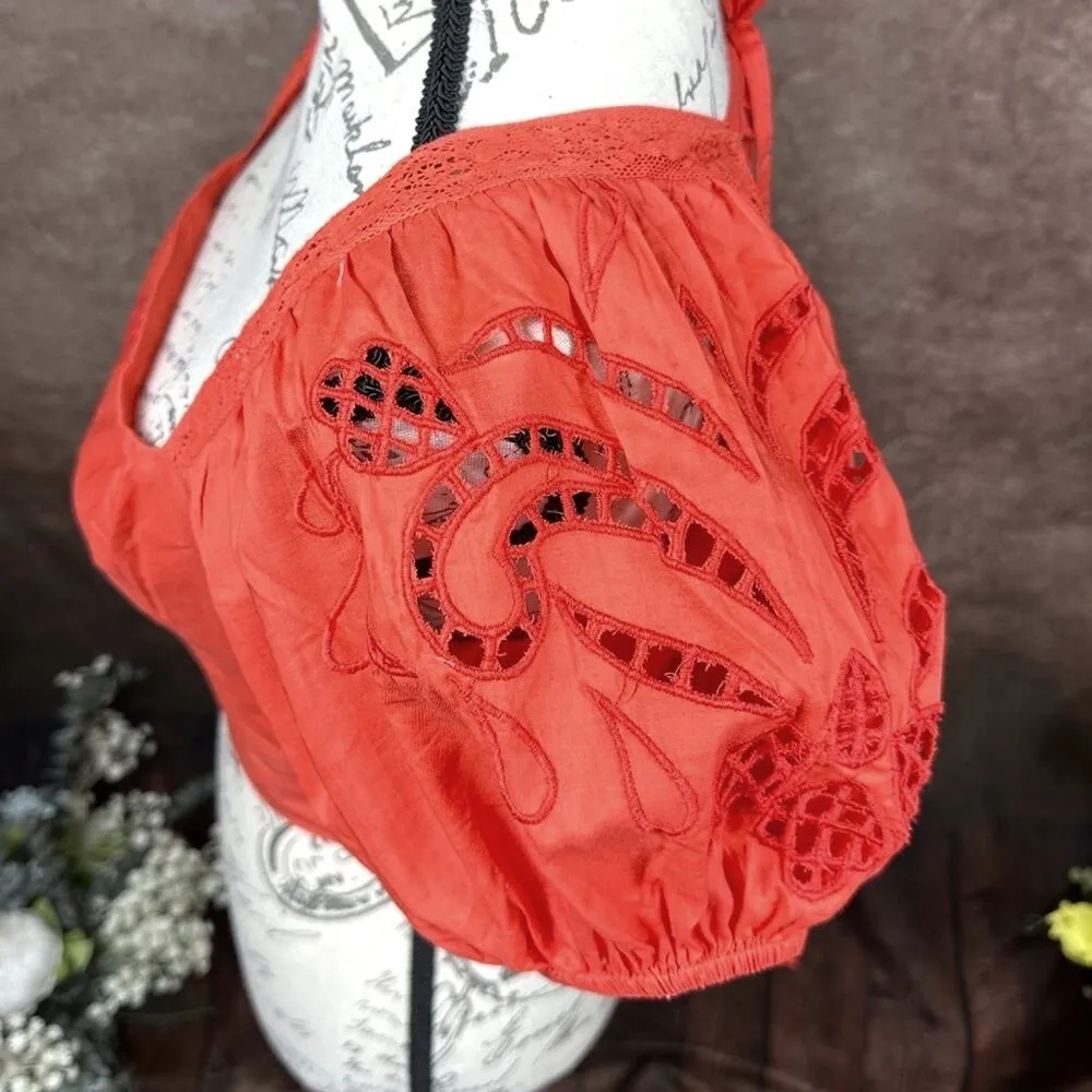 Band of the Free Tie Back Short Sleeve Entrada Top Orange S - Image 10