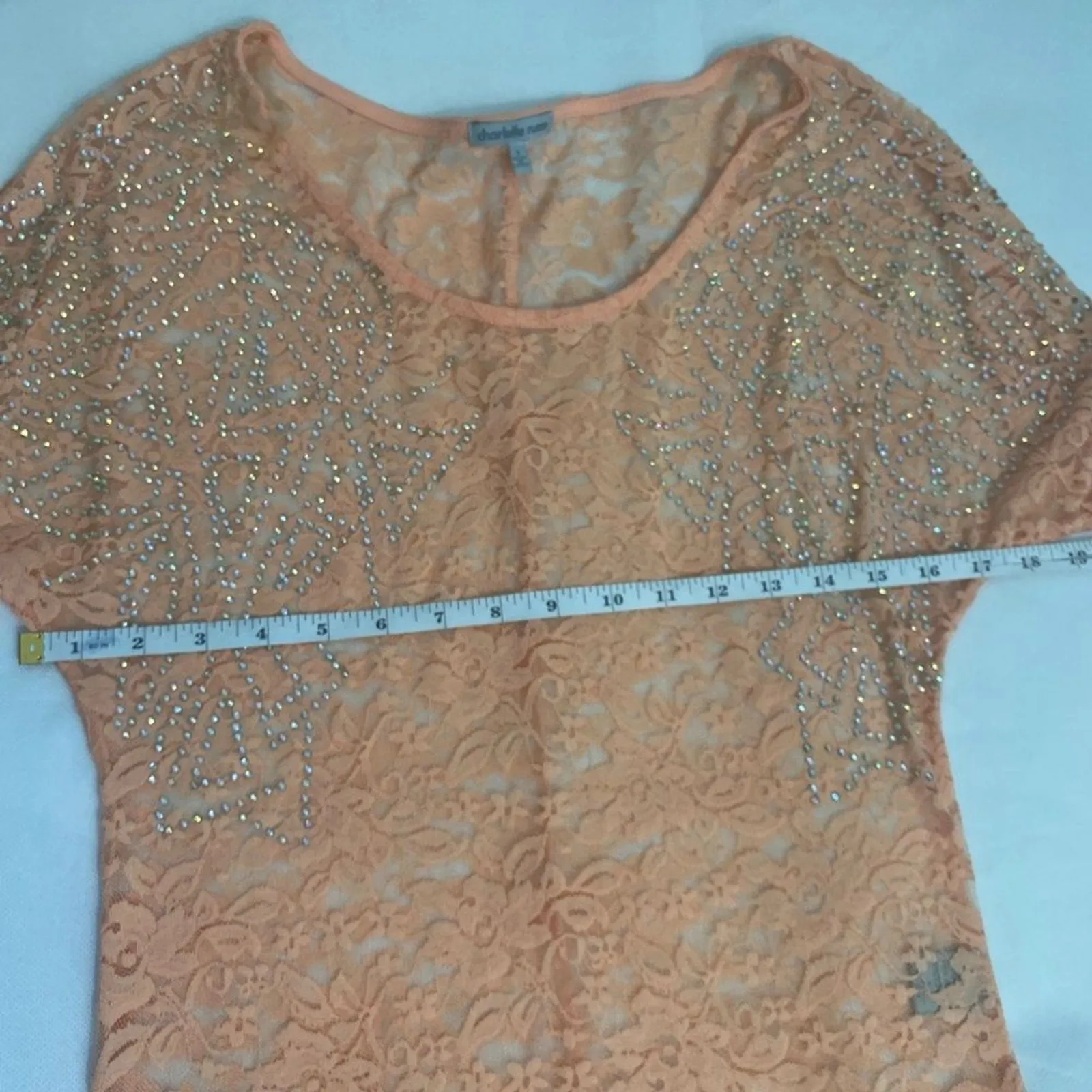 Charlotte Russe Women‎ size small lace shirt color peach - Image 12