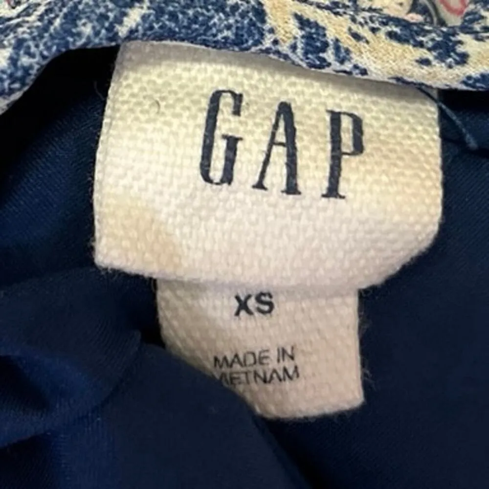 Gap Blue Floral Sleeveless Halter Neck Mini Cami Camisole Shift Tank Dress Sz XS - Image 4