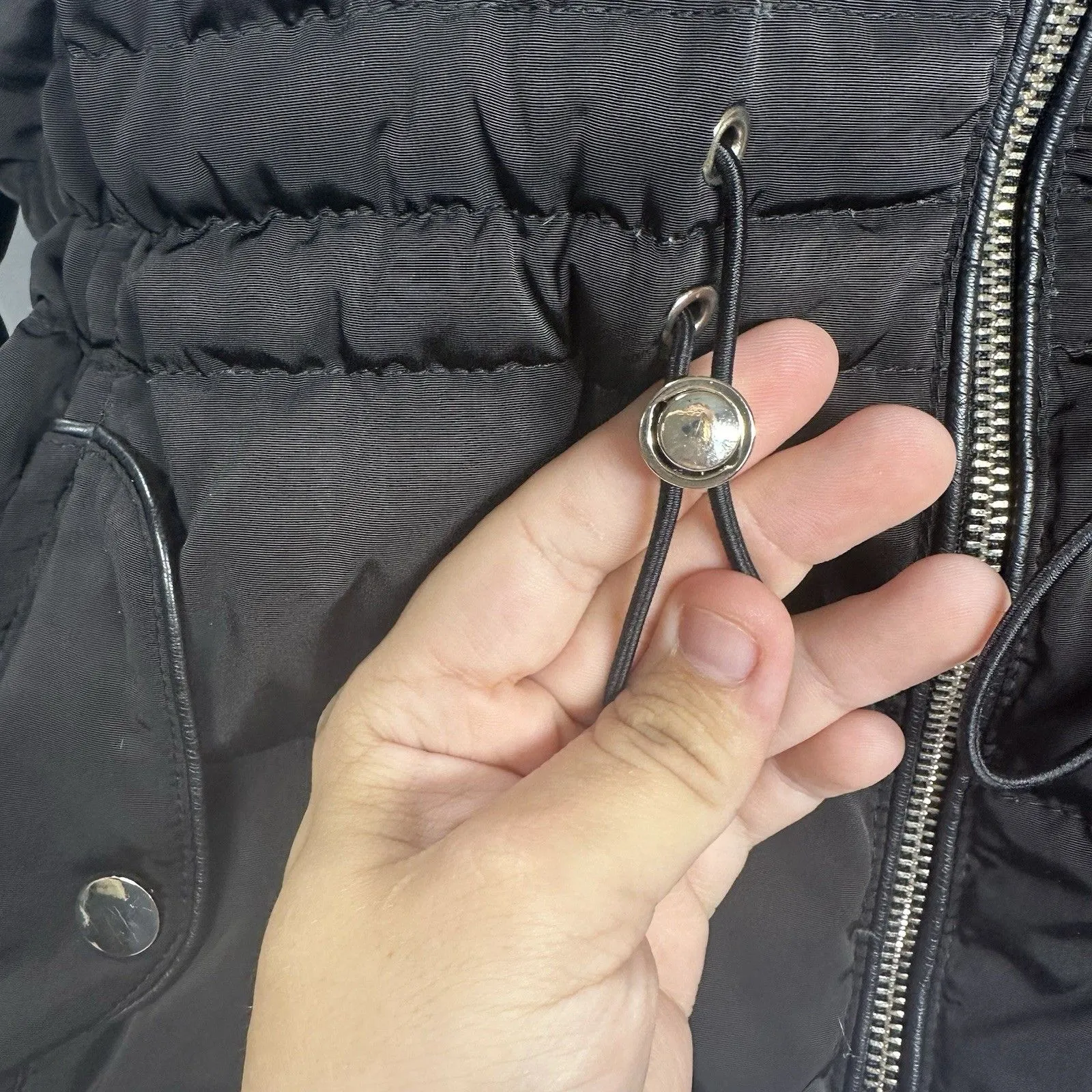 Zara Woman Black Down Puffer Jacket  Polyester Womans LARGE Fleece Lining - Image 6