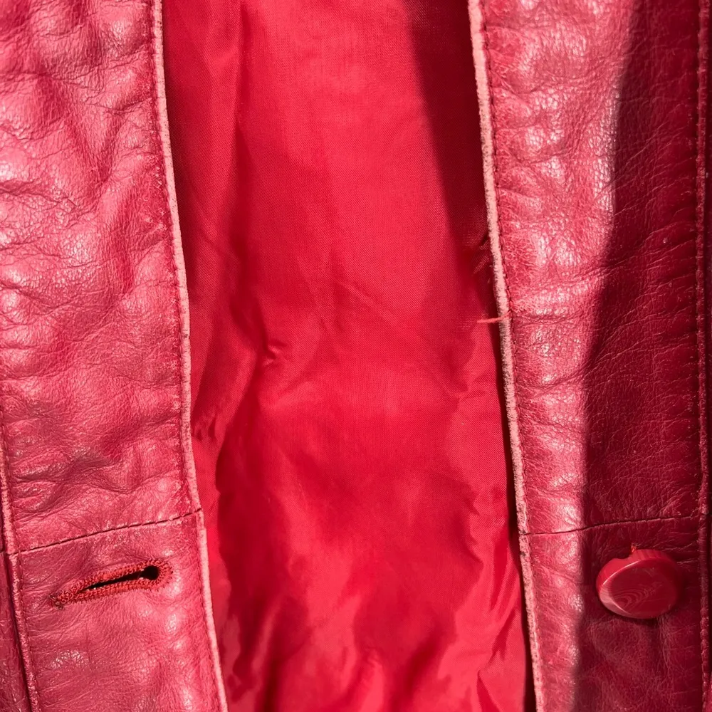 Pelle red leather M mid length trench vintage retro outdoor 70s 80s Size M - Image 7