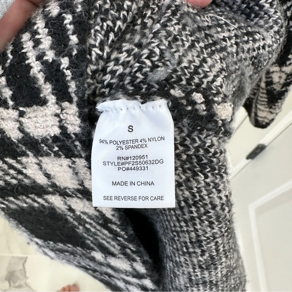 Pink Rose Black & Cream Mockneck Turtleneck Checkered Knit Sweater Dress Size S - Image 7