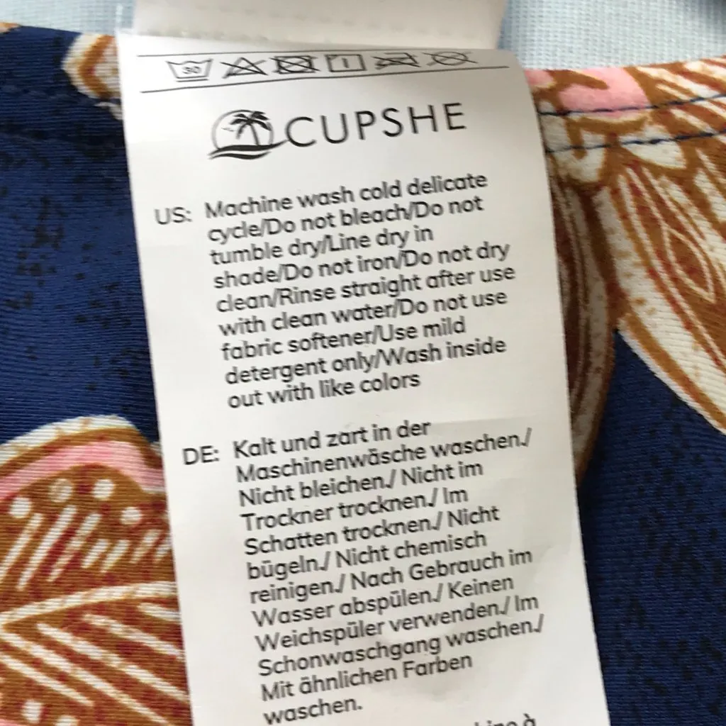 Cupshe Paisley V Neck Tummy Control One Piece‎ Swimsuit Women's Medium Blue NEW - Image 14