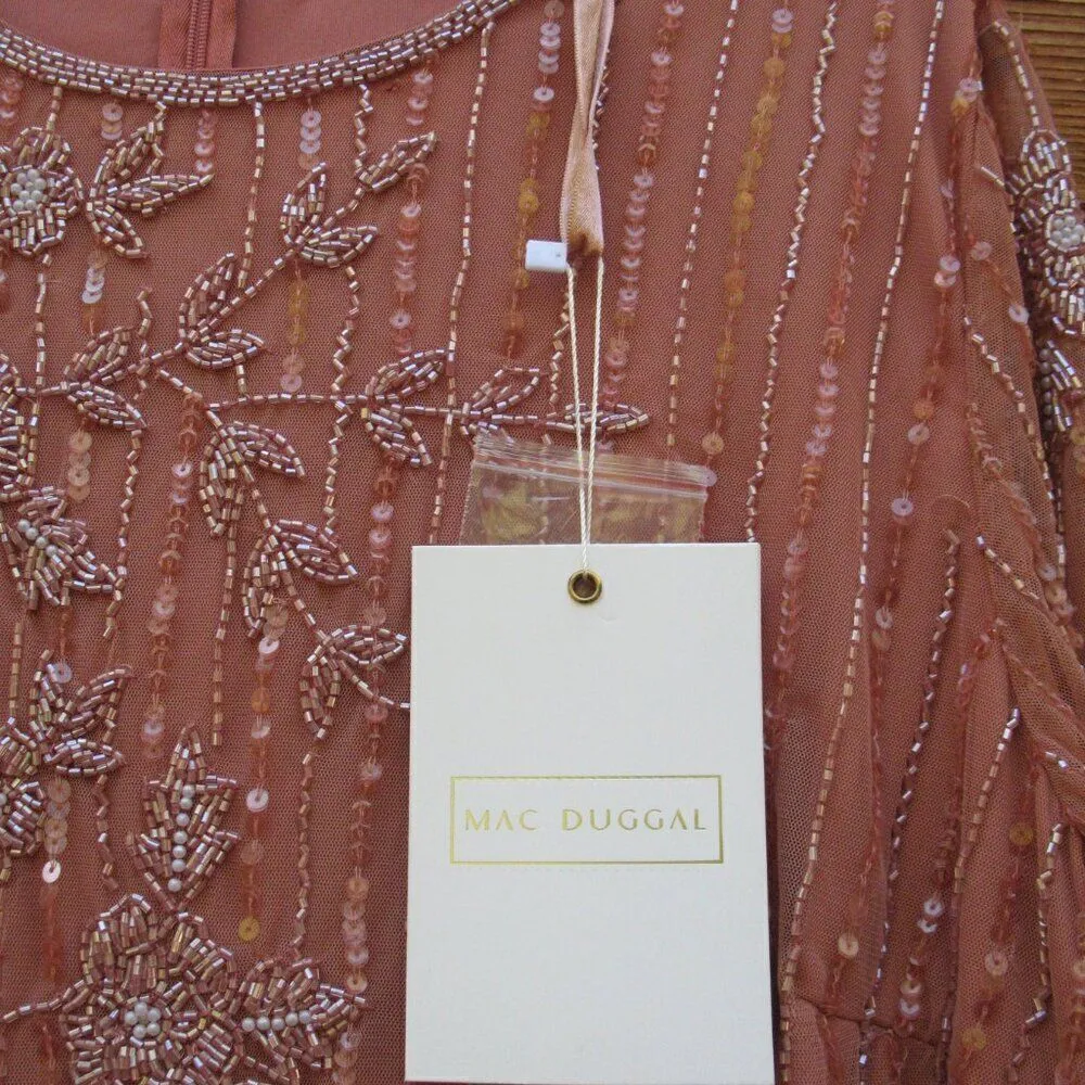 Mac Duggal 93626 Womens High Neck Illusion Embellished Gown Dress Rose 14 - Image 15