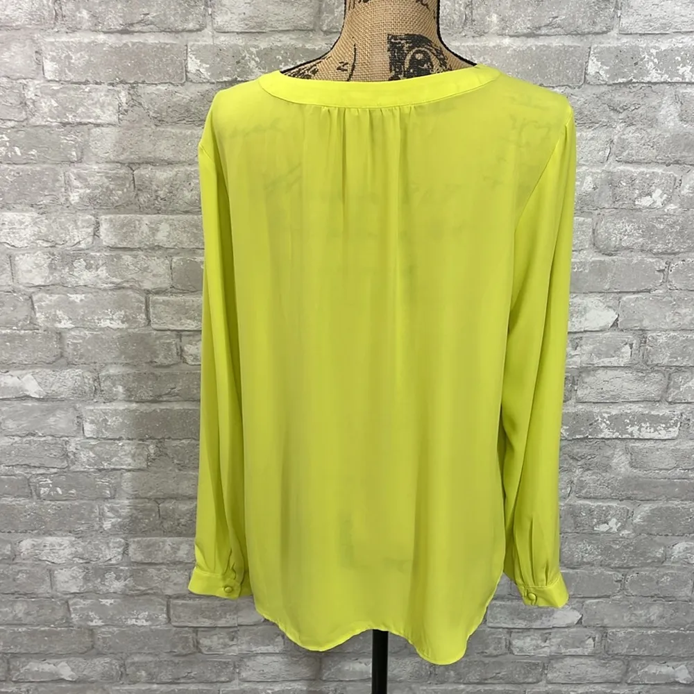 SIONI Bright Yellow Button Down Blouse Size L - Image 3