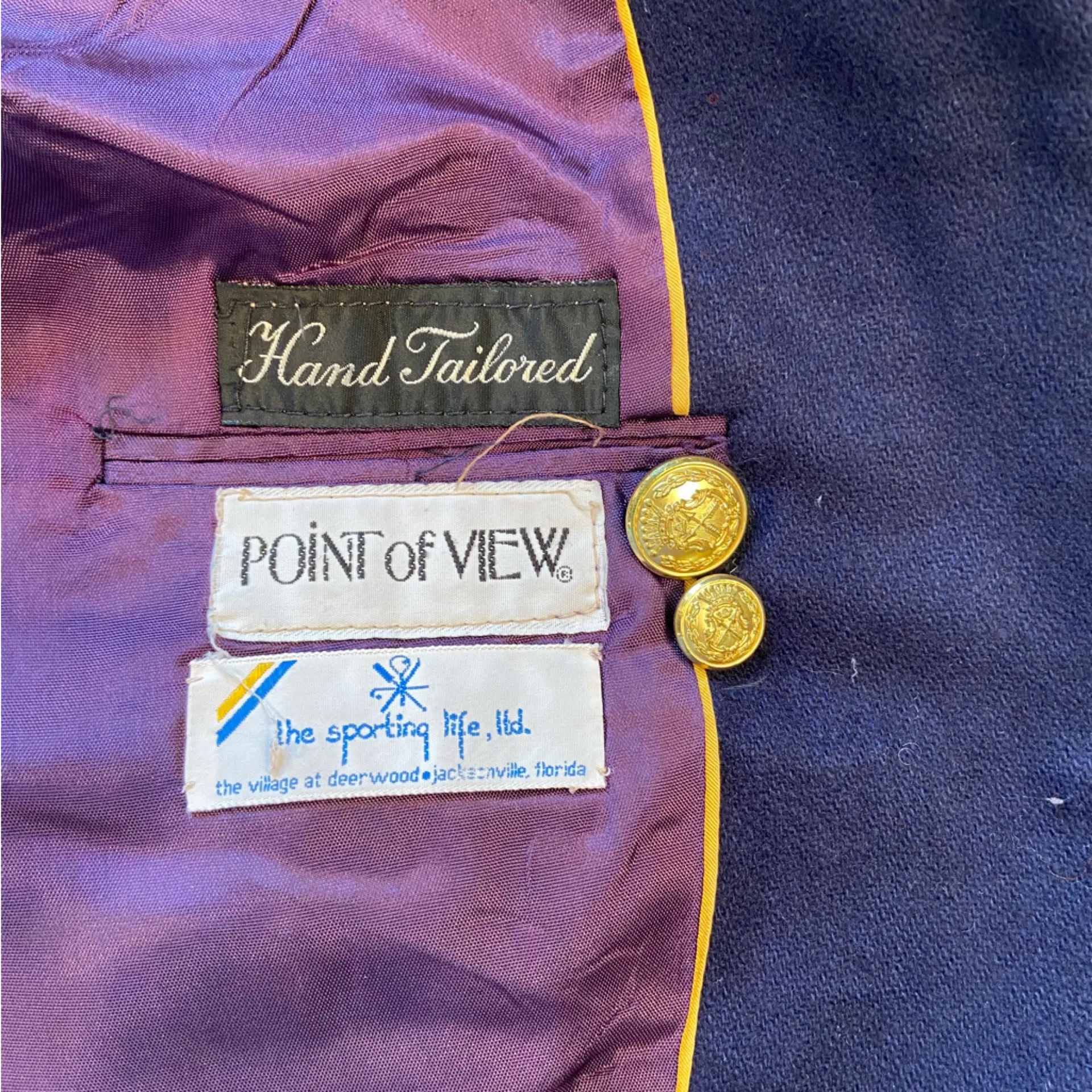 Point of View Women’s 3 button Wool Blazer, Navy, Vintage, short‎ waist,Size 12 Blue - Image 8