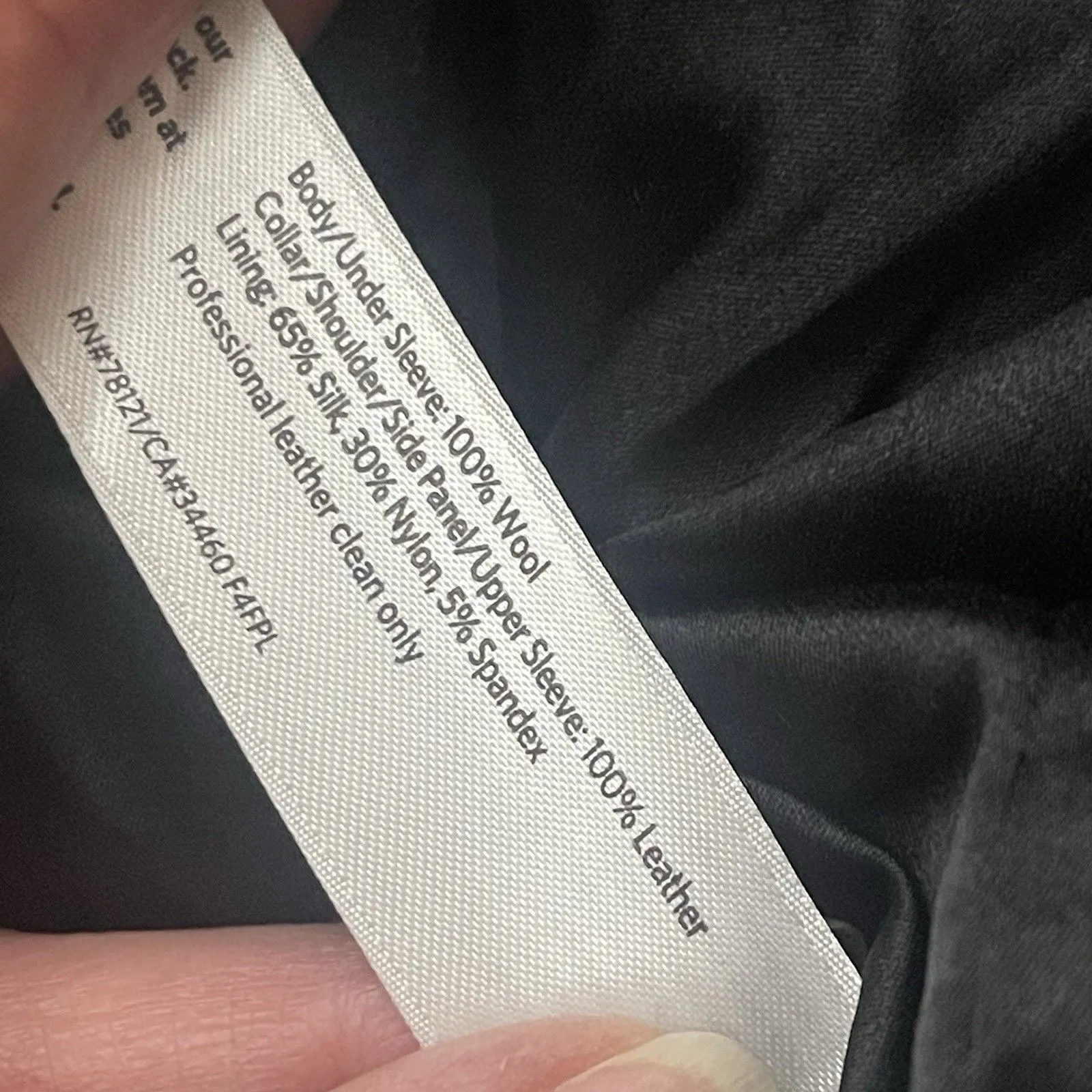 EILEEN FISHER Felted Merino Doubleknit Leather Trim Coat Small Black Gray NEW - Image 10