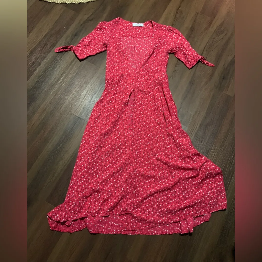 AUGUSTE Daphne Tie Sleeve Dress boho REVOLVE floral classic casual winter $248 Red Size 6 - Image 6