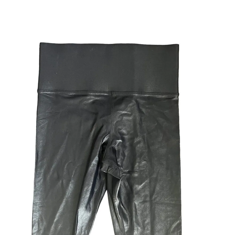 Carbon 38 High Rise Full Length Liquid Faux Leather Leggings Small Black - Image 3