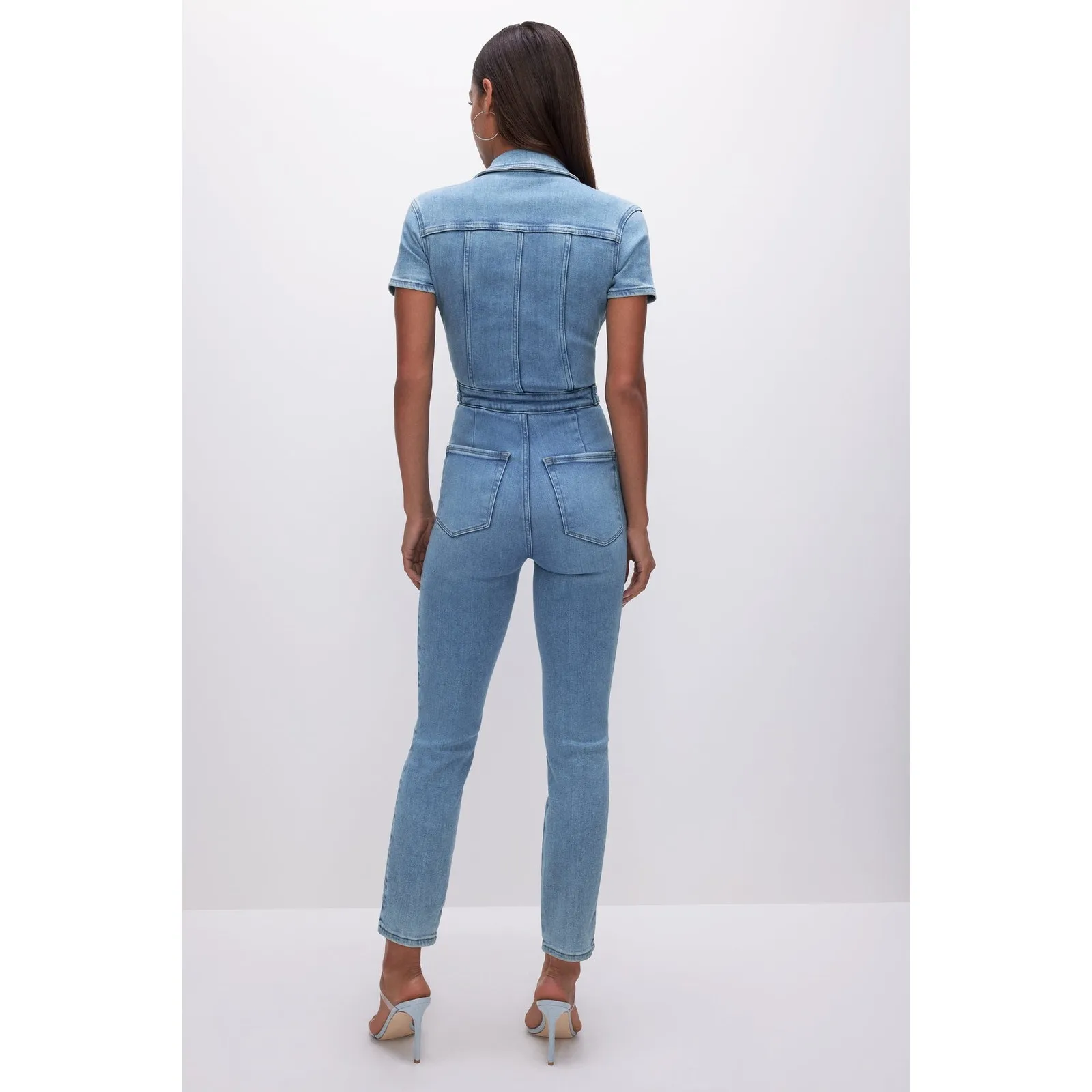 Good American Fit for Success Denim Jumpsuit Comfort Stretch Blue NWT Small - Image 3