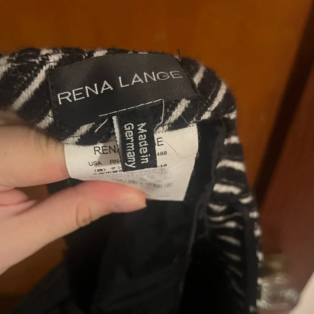 Rena Lange Diagonal Striped Black and White Pencil Skirt Size 6 - Image 5