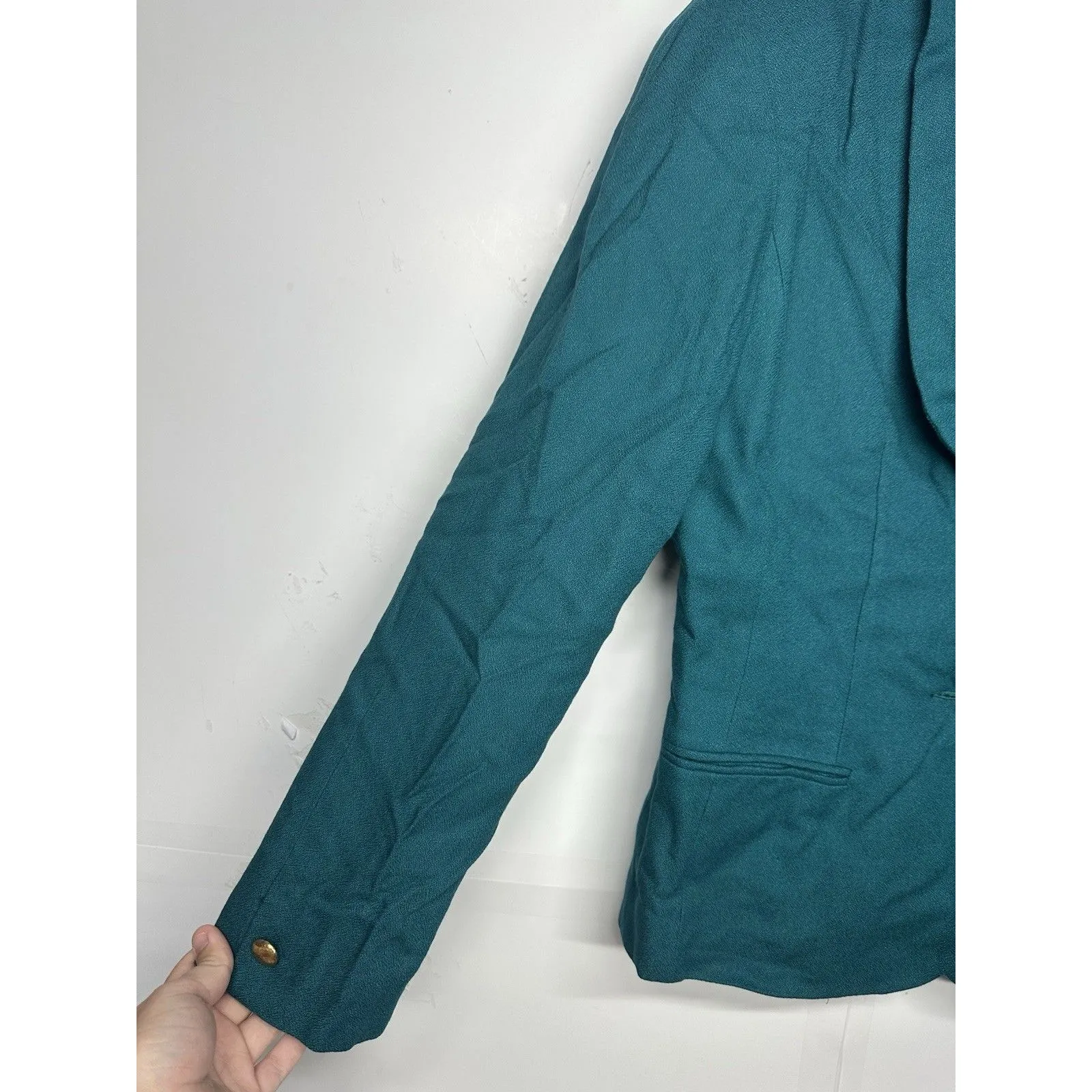 Vintage E.R. GERARD for RENLYN Teal Blazer Jacket Women’s Size 10 Gold Button Blue - Image 2