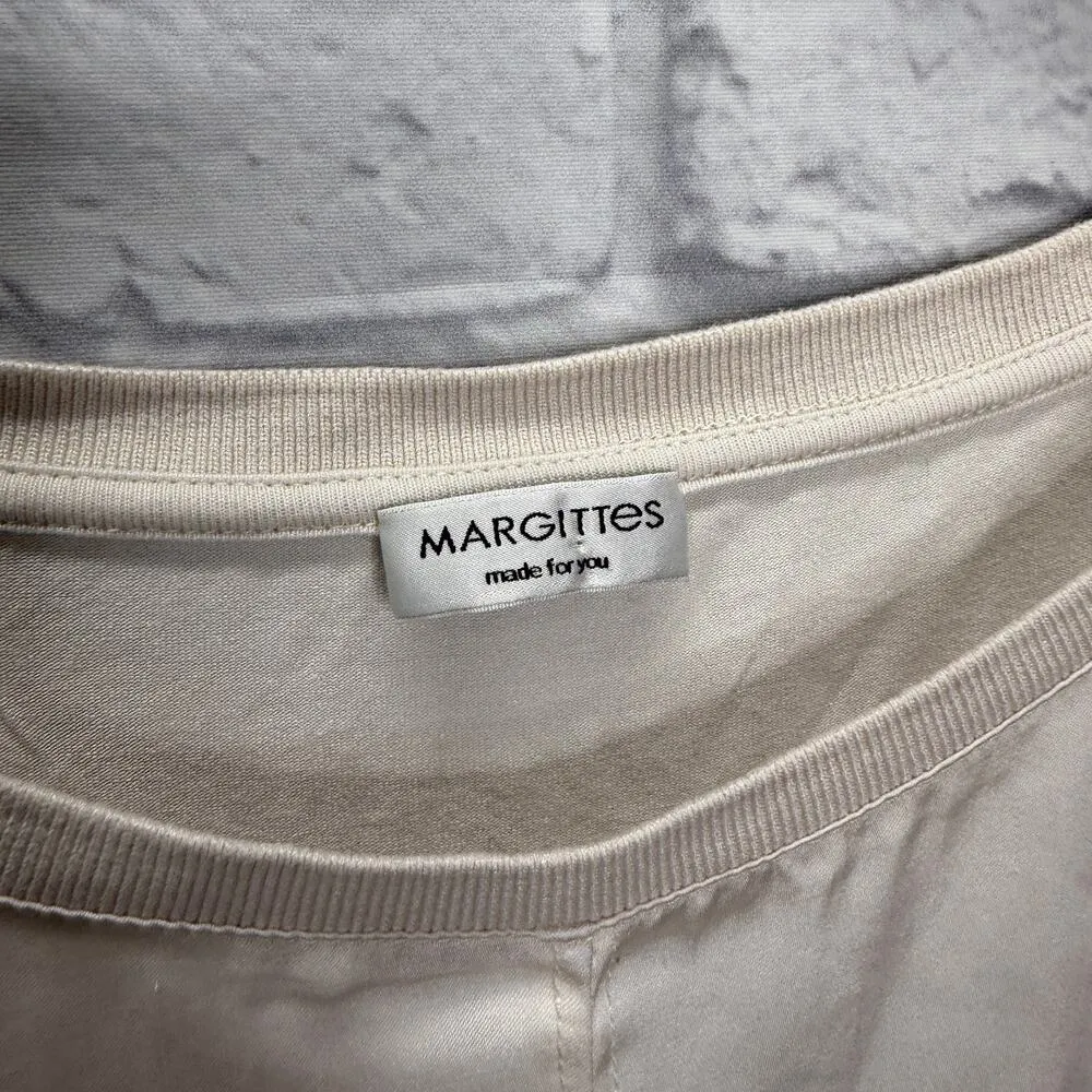 Margittes Womens Blouse Ivory White Tunic Long Sleeve Size 44 (US L) Size L - Image 3