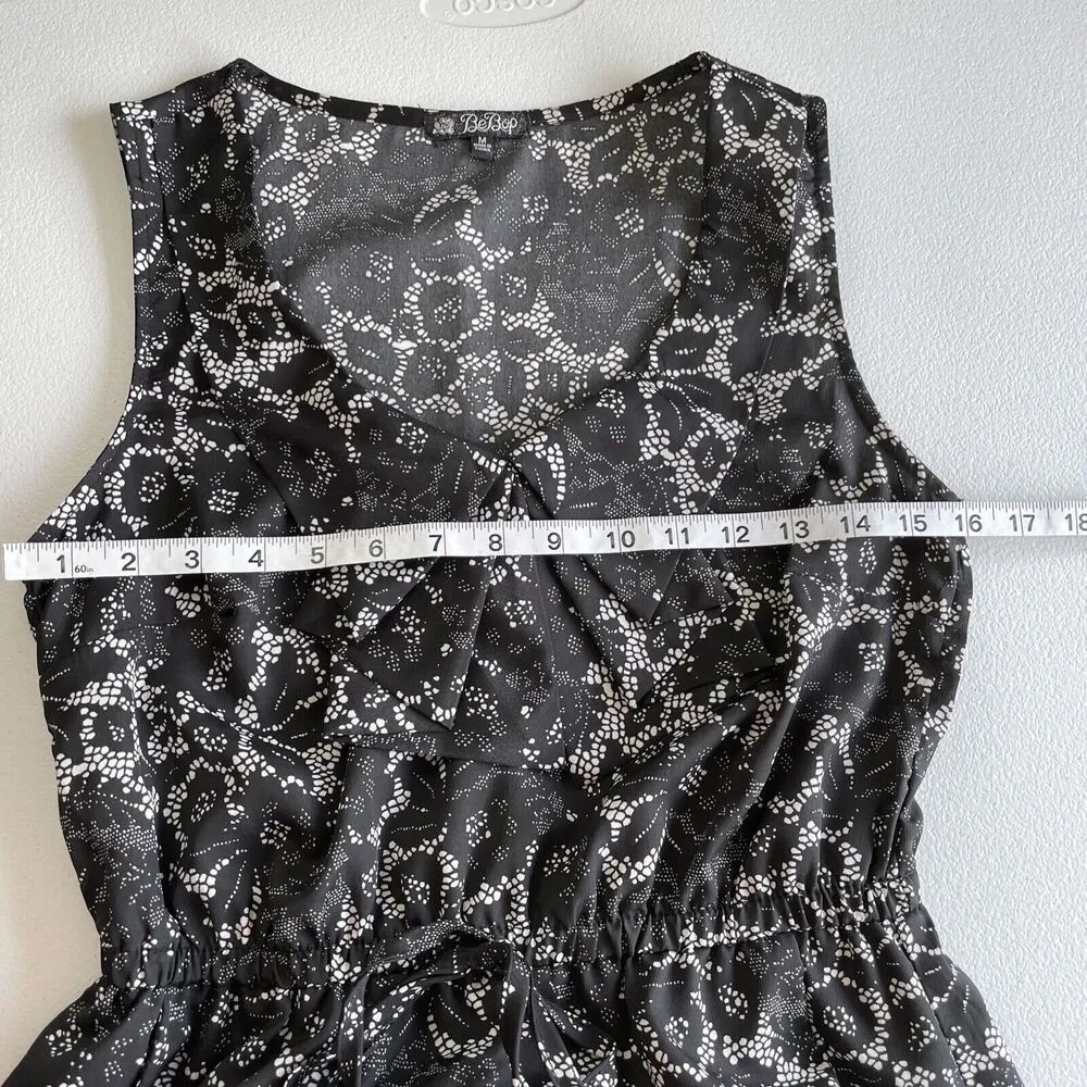 BeBop Womens Sleeveless Black White Floral Print Casual Mini Dress Junior Size M - Image 6