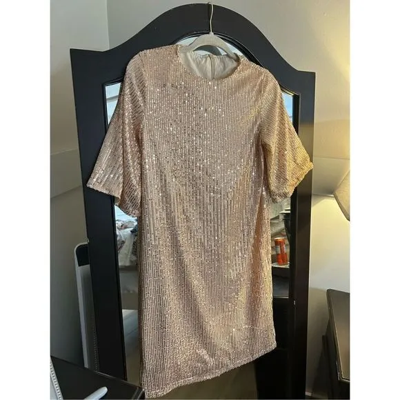 NEW Gold Sparkly Glitter Sequin Dress S - Image 2