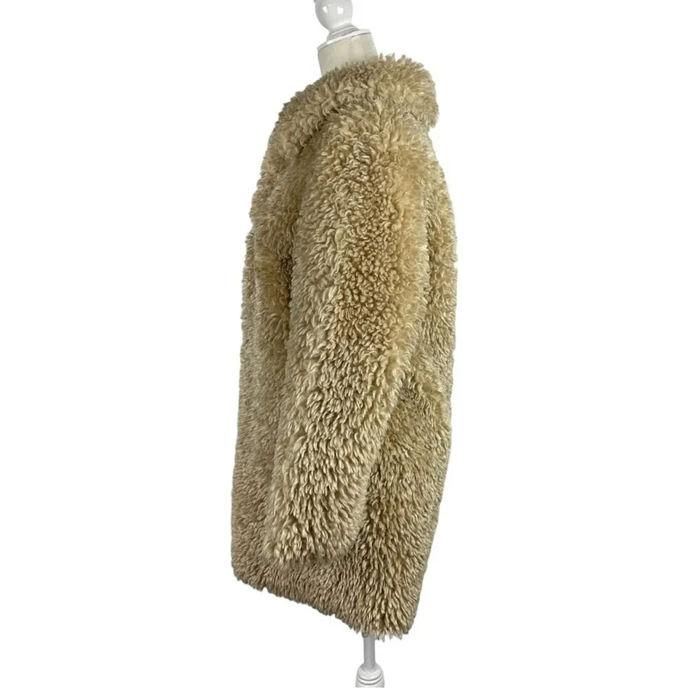 Zara Faux Fur Long Teddy Sherpa Jacket Coat Natural Beige Size Small  8490/241 - Image 12