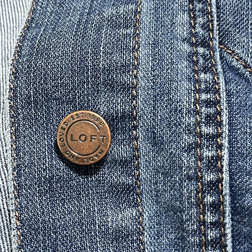 Loft Outlet Classic Denim Jean Jacket Size XS Medium Wash Stretch Blue - Image 5