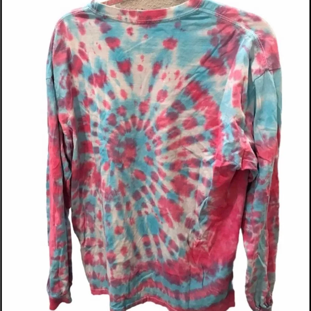 Homemade Pink and Blue Tie Dye Long Sleeve Tshirt - Size : Large - Image 2