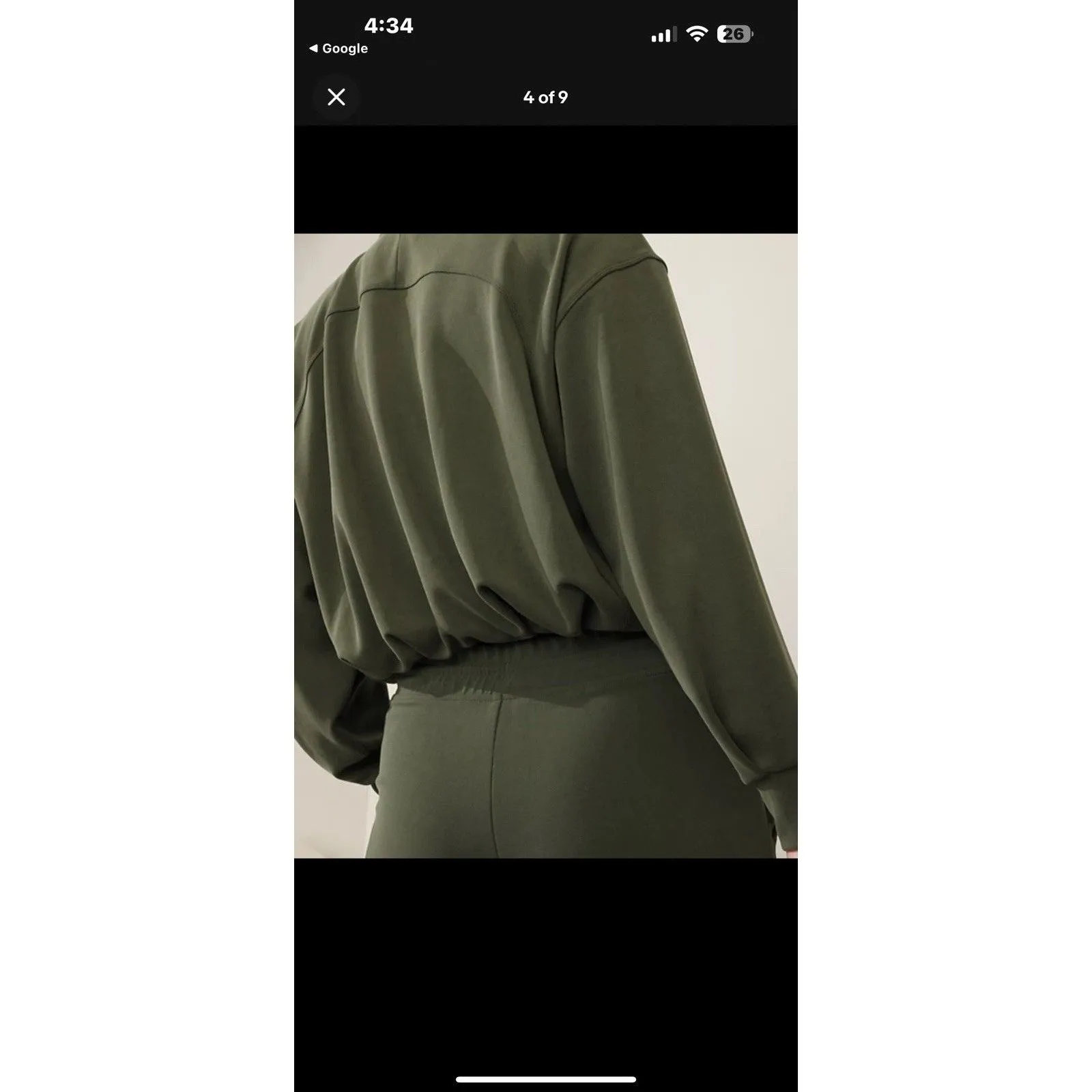 Athleta Seasoft HOODIE Bubble Hem Full Zip Aspen Olive Green Size LARGE - Image 3