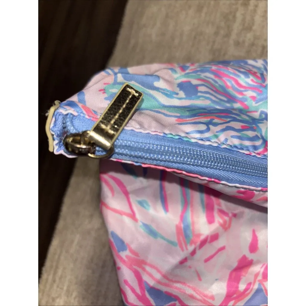 Lilly Pulitzer Pink Foldable Tote Bag Folds & Zips For Storage NWOT - Image 7