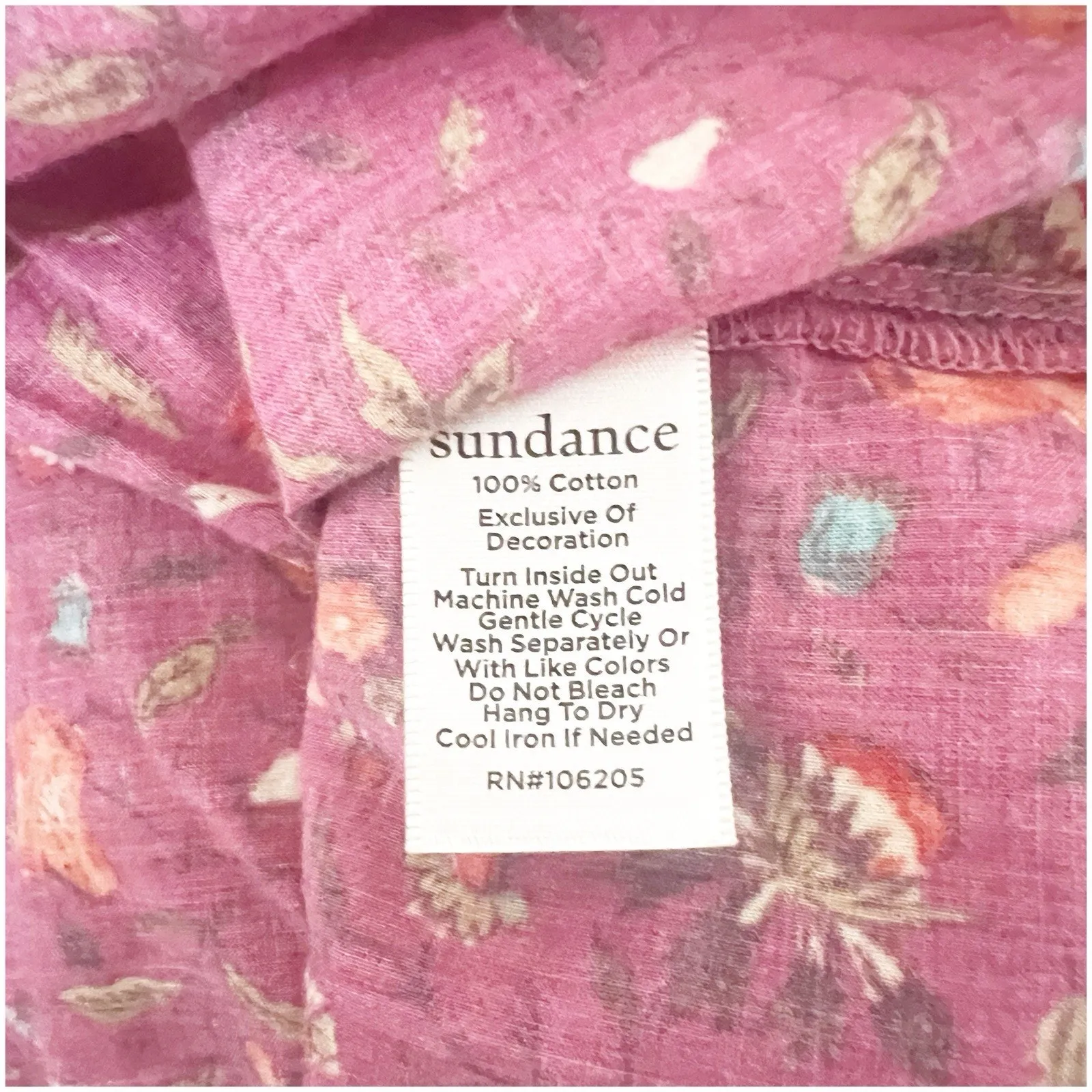 Sundance Women’s Floral Button Front Blouse Prairie Style High Collar Berry Med - Image 10