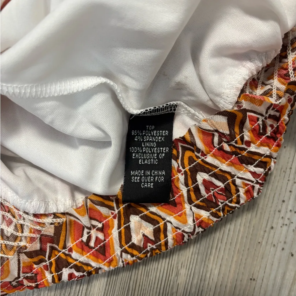 A. Byer Women's Vibrant Geometric Blouse - Orange and Brown NWT - Image 3