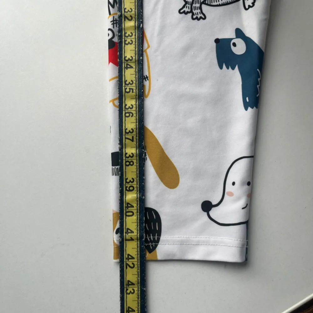 Women’s Cartoon Dog Graphic Print Leggings White Multi Size M - Image 7