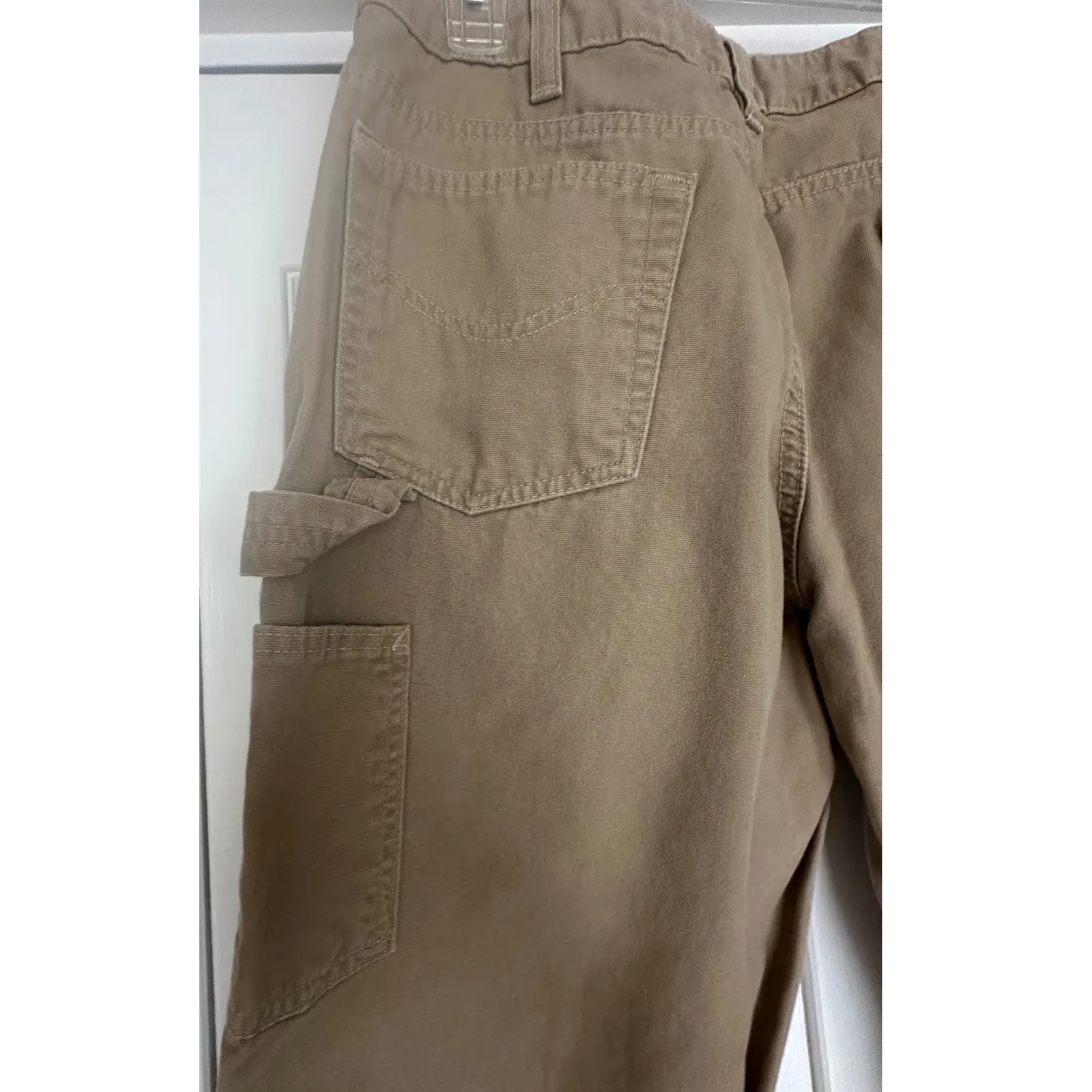 Carhartt  Women's Tan Canvas Cargo Work Pants Utility Carpenter Pockets Sz 14 - Image 8